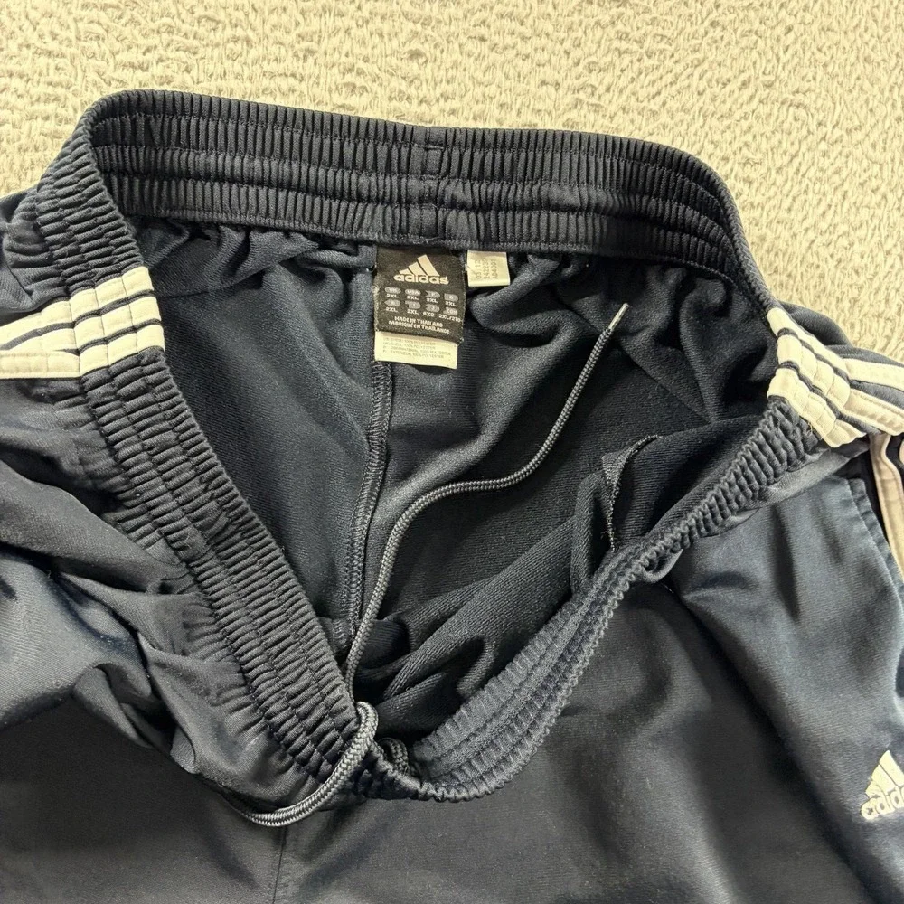 Vintage Adidas Track Pants Mens 2x XXL Navy Blue Stripe‎ Poly Dazzle